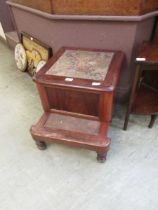 A Victorian mahogany step commode stool
