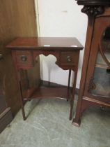 An Edwardian mahogany side table, having inlay top with two drawers and under-tier