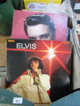 A tray containing a quantity of LPs to include Elvis Presley, etc