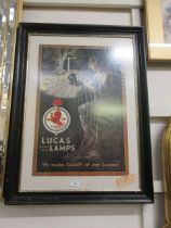 A Lucas Lamps framed and glazed advertising print 'We make light of our labor' Appears to be a later