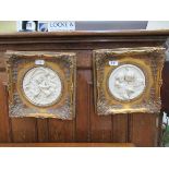 A pair of circular plaster reliefs, indistinctly inscribed around the edge. Medal to the reverse;
