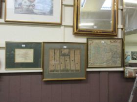 Three framed and glazed maps 'Suffolke, Chelmsford & Leamington'