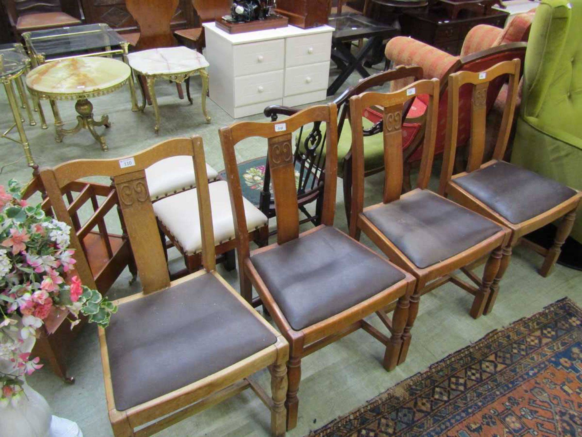 A set of four 1950s beech dining chairs