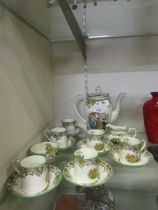 A Copeland Spode 'Spode's Byron' eight place coffee set consisting of coffee pot, cups, saucers, and