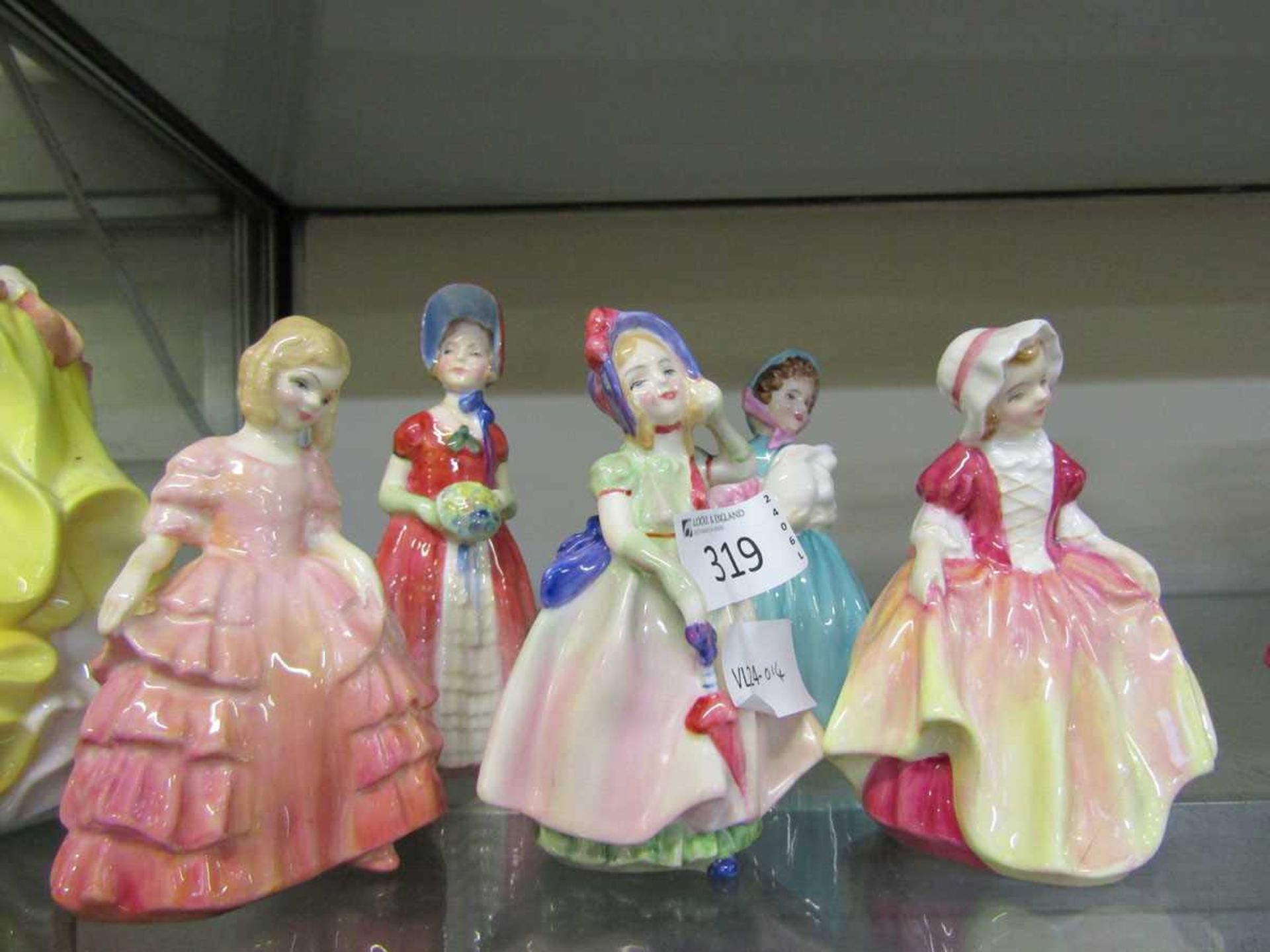 A selection of six Royal Doulton ceramic figurines consisting of 'Rose' HN1368, 'Diana' HN1986, '