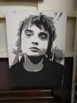 A screen print on stretched canvas of Pete Doherty