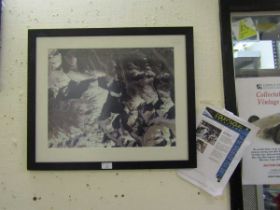 A framed and glazed signed photograph of Mount Everest from the story of Musgraves