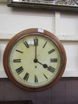 A late Victorian circular mahogany drop dial station clock
