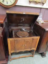 An early 20th century Melogram oak cased wind up gramophone player