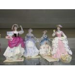 A selection of four Coalport ceramic figurines consisting of 'Ripe Cherries Ripe' no.128/9500, '