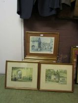 A collection of eleven gilt framed and glazed prints by Sturgeon, etc