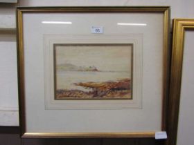 A gilt framed and glazed watercolour of coastal scene signed bottom right Crosshayen