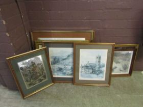 A selection of framed and glazed prints to include Sturgeon, Russell Flint style print, etc