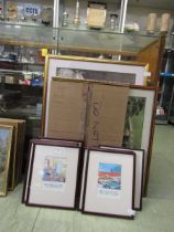 A selection of framed and glazed prints to include comical prints of 'Dot' , photographic prints,