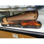 An early 20th century violin (A/F) in carry case