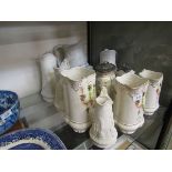 Selection of mostly Victorian ceramic jugs, x11, to include an embossed floral design, hand