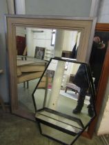 Three modern framed wall mirrors