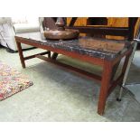 A grey marble topped mid-20th century rectangular coffee table