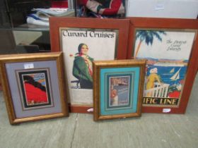 Two pairs of reproduction advertising prints for Cunard Cruises