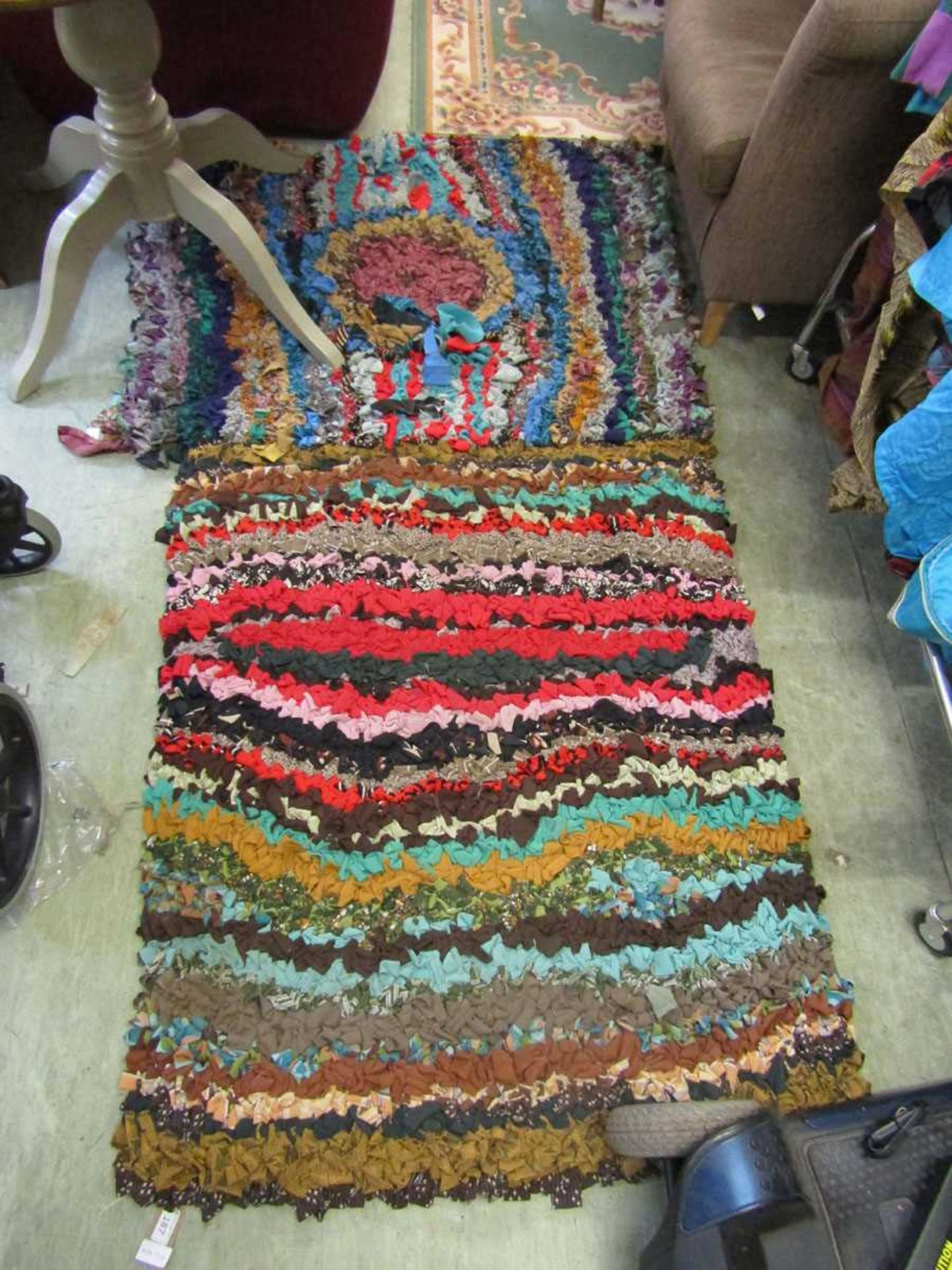 Two rag knotted rugs