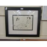 A framed and glazed Picasso print 'Nudes With Masks + Monkey'