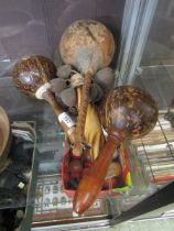 Three African nut maracas