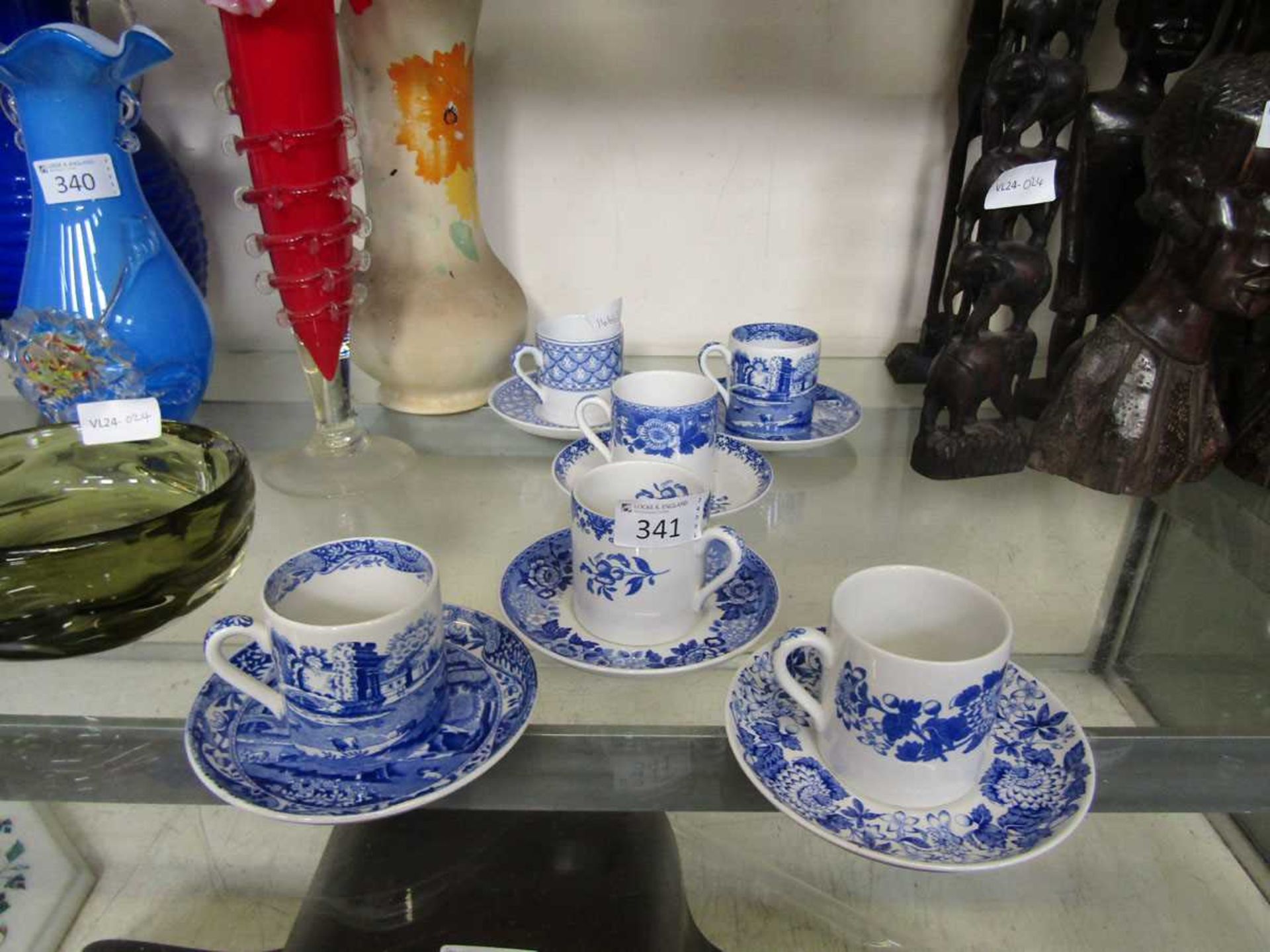 A selection of Spode cups and saucers to include three Spode 'Blue Room Collection' cup and saucers,