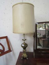 A Dutch style brass and glass table lamp