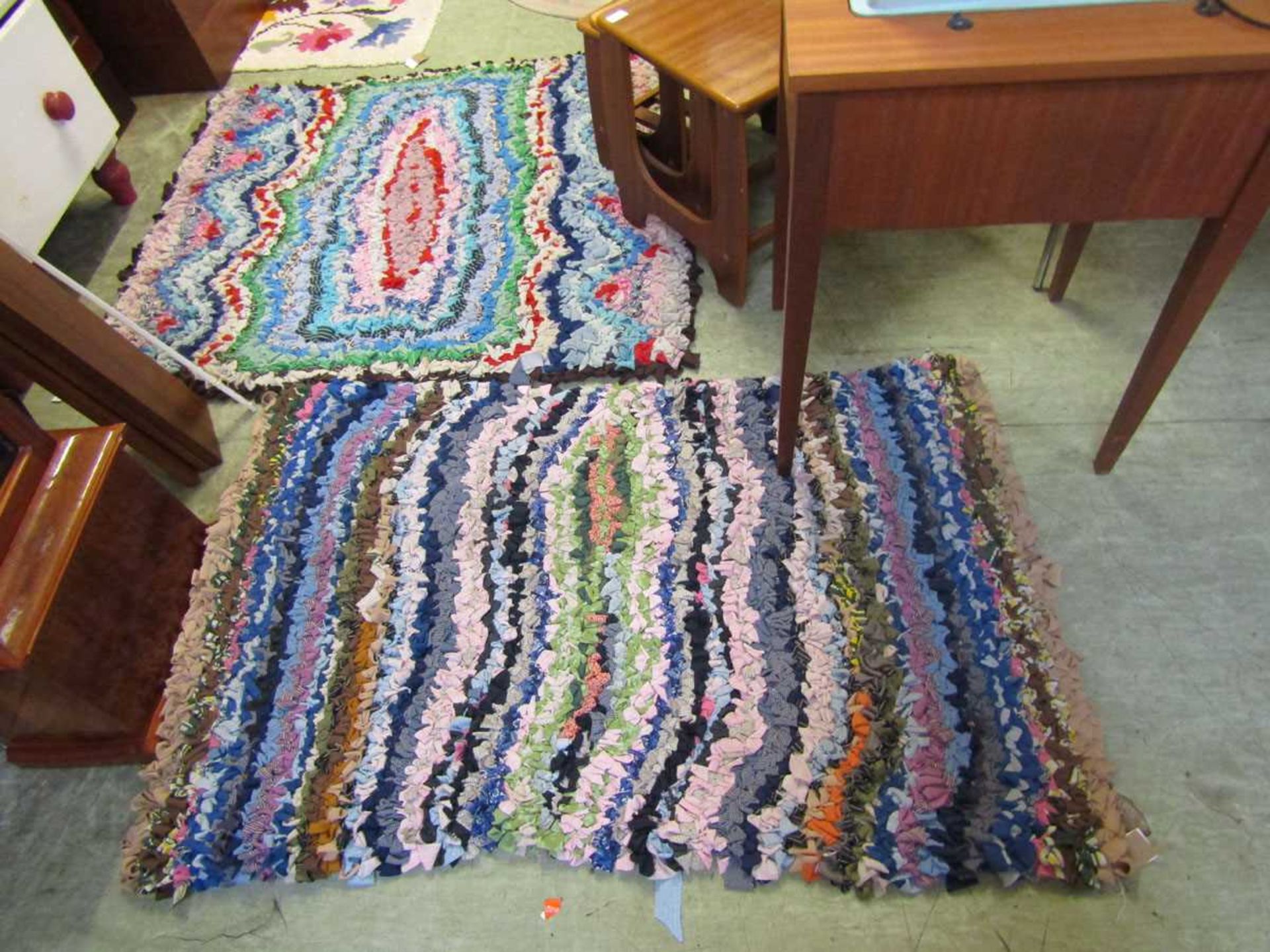Two rag knotted rugs