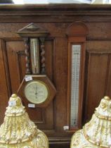 An early 20th century banjo barometer together with a reproduction stick barometer