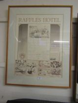 A reproduction framed and glazed advertising poster 'Raffles Hotel'