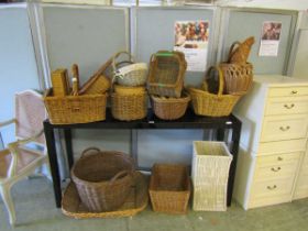 A large quantity of wicker baskets