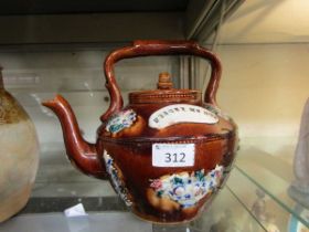 A bargeware teapot 'Forget Me Not' A/F