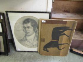 A late 19th century framed and glazed pencil drawing of Robert Burns, together with an unframed