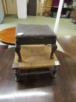 A seagrass seated stool together with one other