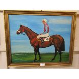A framed oil on board of racehorse 'Persian War' signed J.Uttley