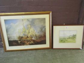 A large framed and glazed print 'The Battle Of Trafalgar' along with a framed and glazed modern