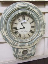 A reproduction 'shabby chic' painted drop dial wall clock