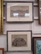 Two framed and glazed engravings of stately buildings to include The Royal Exchange