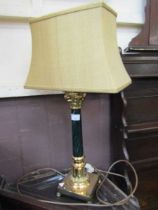 A gilt metal and green marble effect table lamp