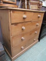 A waxed pine chest of two short over three long drawers Dimensions: H, 110cm , W, 107cm , D, 50cm.