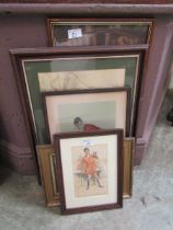 A framed and glazed collection of Will's cigarette cards together with coaching and hunting