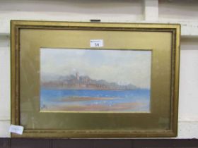 An early 20th century coastal scene, pastel, initialled A H, 19cm x 33cm