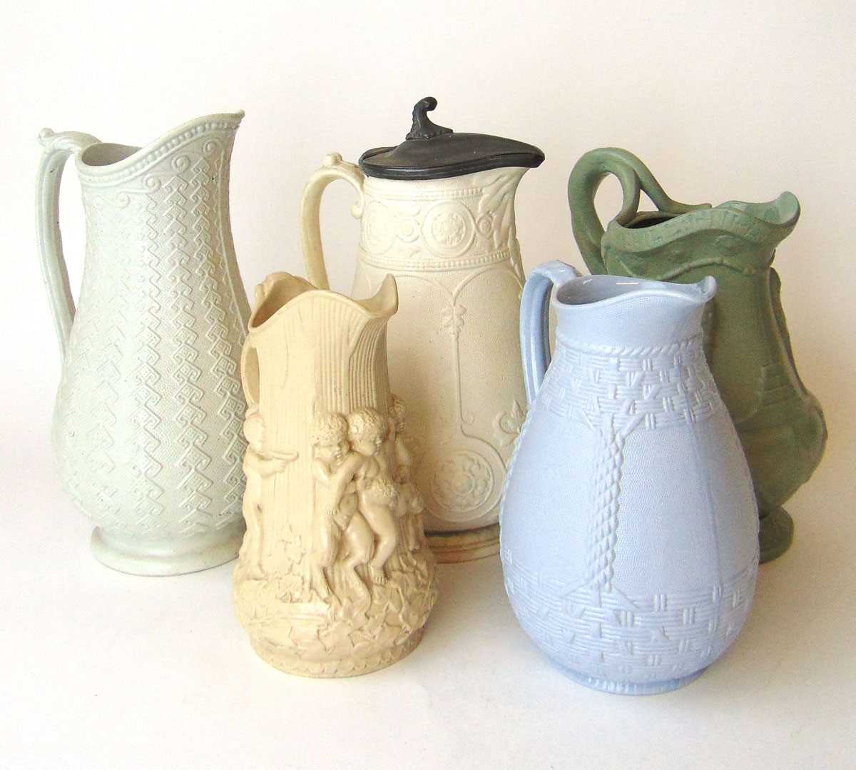 A group of 19th century salt glazed jugs, comprising Ridgway & Abington 'Nineveh' & 'Westminster' - Image 4 of 15