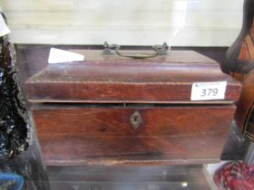 A Georgian mahogany inlaid tea caddy (A/F)