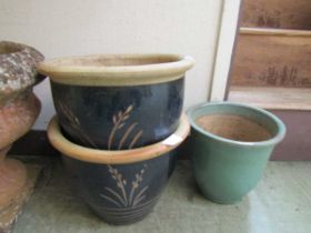 Three stoneware garden planters