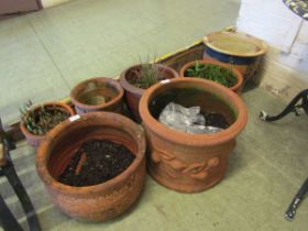 A selection of terracotta and stoneware planters