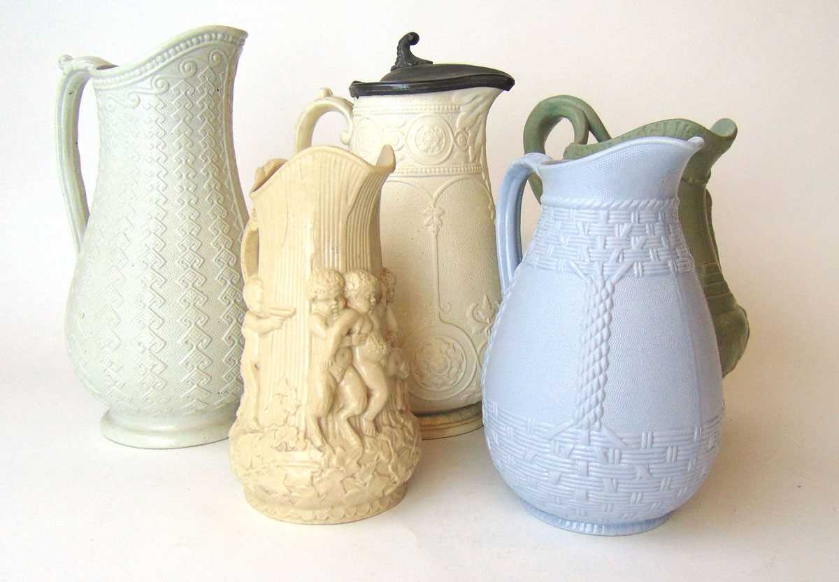 A group of 19th century salt glazed jugs, comprising Ridgway & Abington 'Nineveh' & 'Westminster' - Image 5 of 15