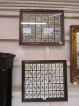 A set of framed Player's cigarette cards of birds and Gallagher cigarette cards depicting moths,