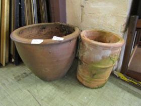 Two clay garden pots